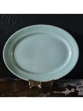 Vintage Vernon Kilns Native California Mint Green Platter 13.5 " Shabby Chic
